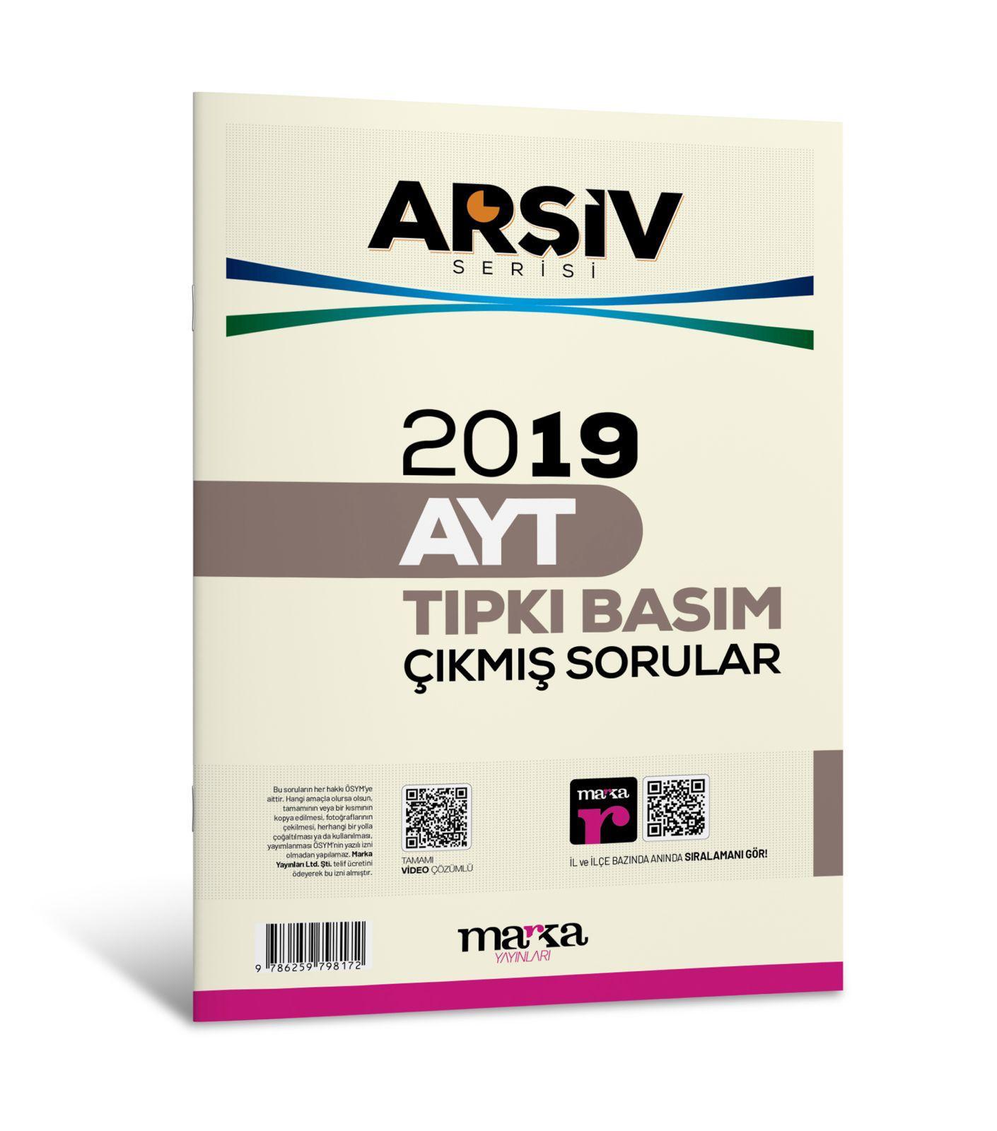 2019 AYT ARŞİV SERİSİ Tıpkı Basım Çıkmış Sorular Tamamı Video Çözümlü