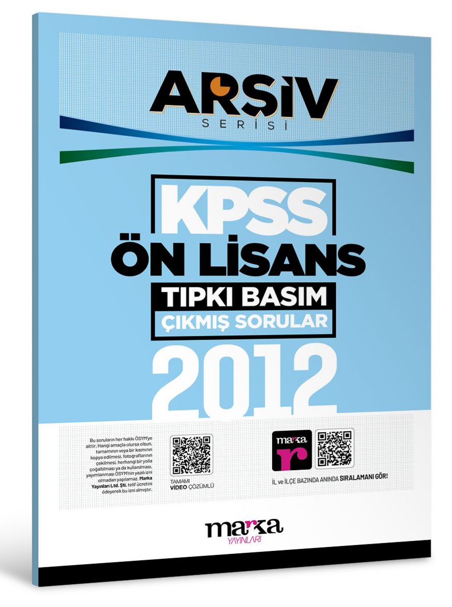2012 KPSS Ön Lisans ARŞİV Serisi Tıpkı Basım Çıkmış Sorular Marka Yayınları