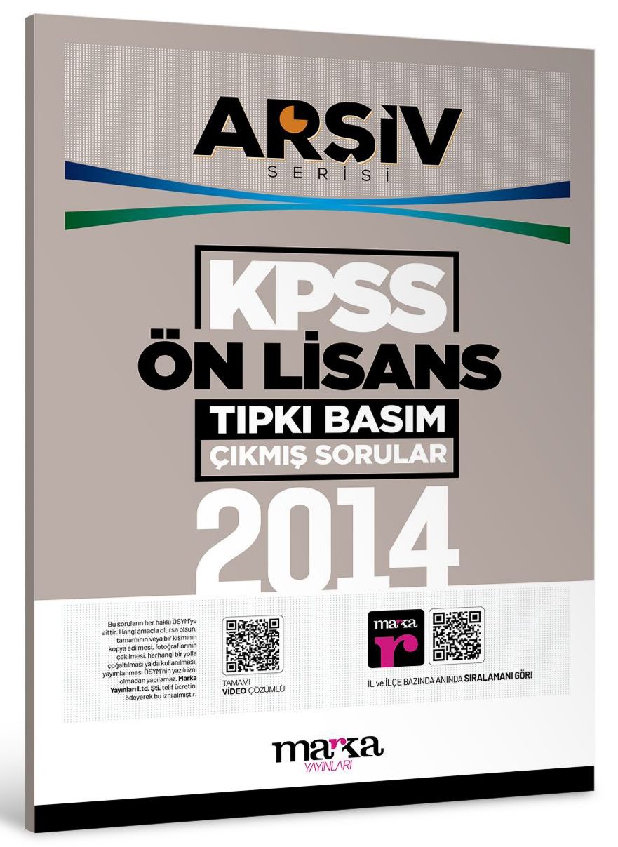 2014 KPSS Ön Lisans ARŞİV Serisi Tıpkı Basım Çıkmış Sorular Marka Yayınları