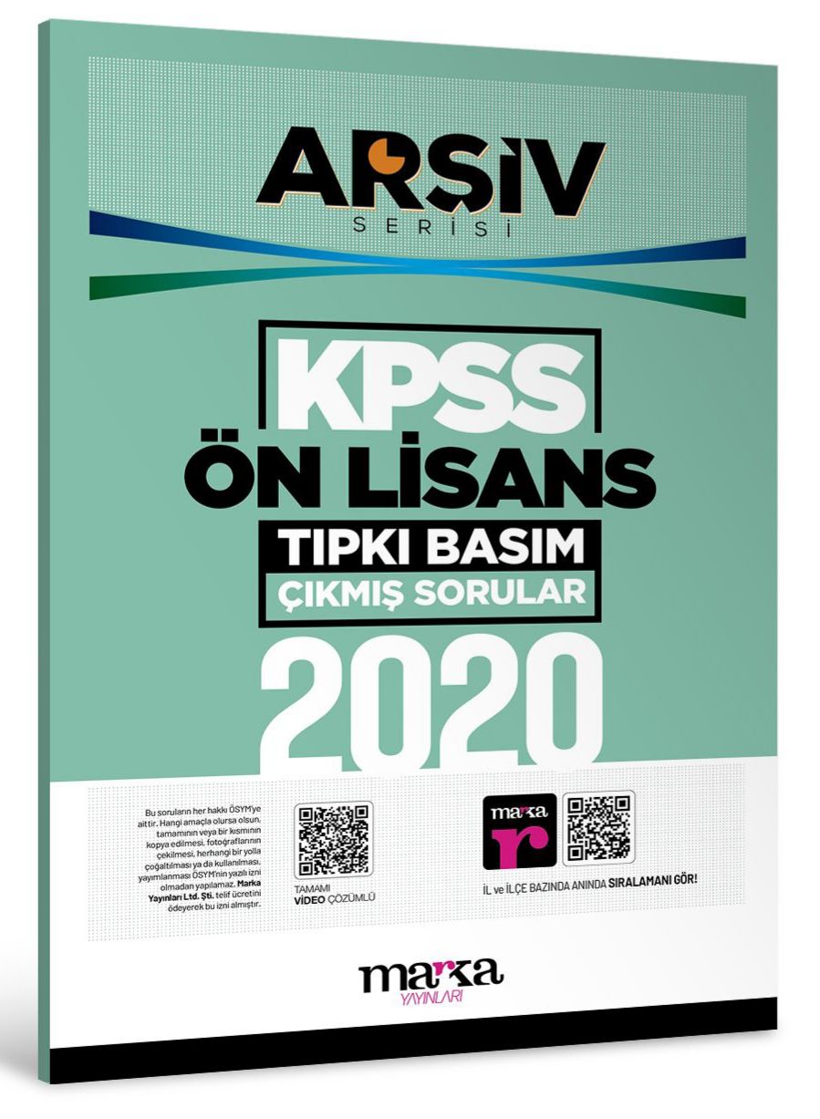 2020 KPSS Ön Lisans ARŞİV Serisi Tıpkı Basım Çıkmış Sorular Marka Yayınları