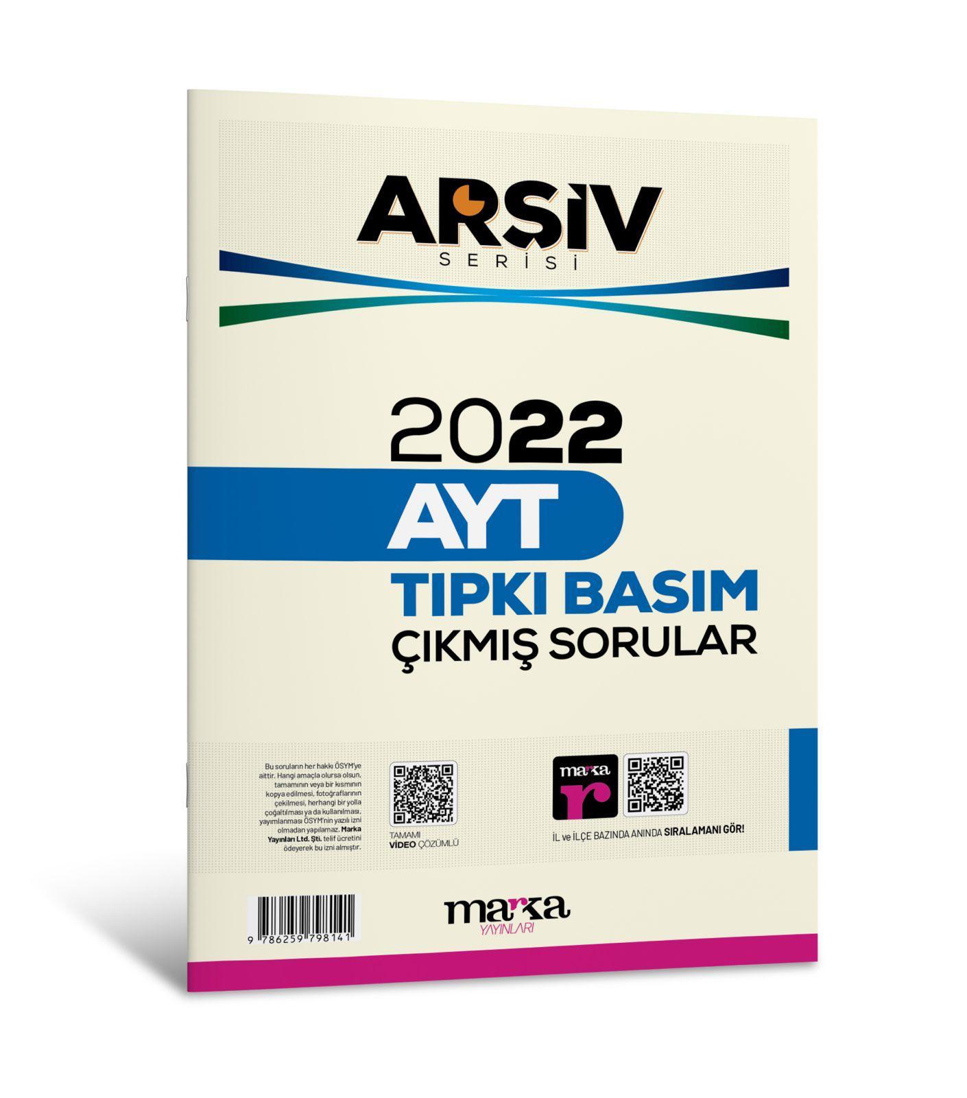 2022 AYT ARŞİV SERİSİ Tıpkı Basım Çıkmış Sorular Tamamı Video Çözümlü