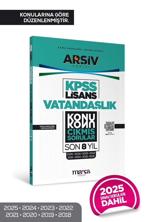 KPSS Lisans Vatandaşlık Konu Konu Çıkmış Sorular Son 8 yıl Çıkmış Sorular (2025 Dahil) Marka Yayınları
