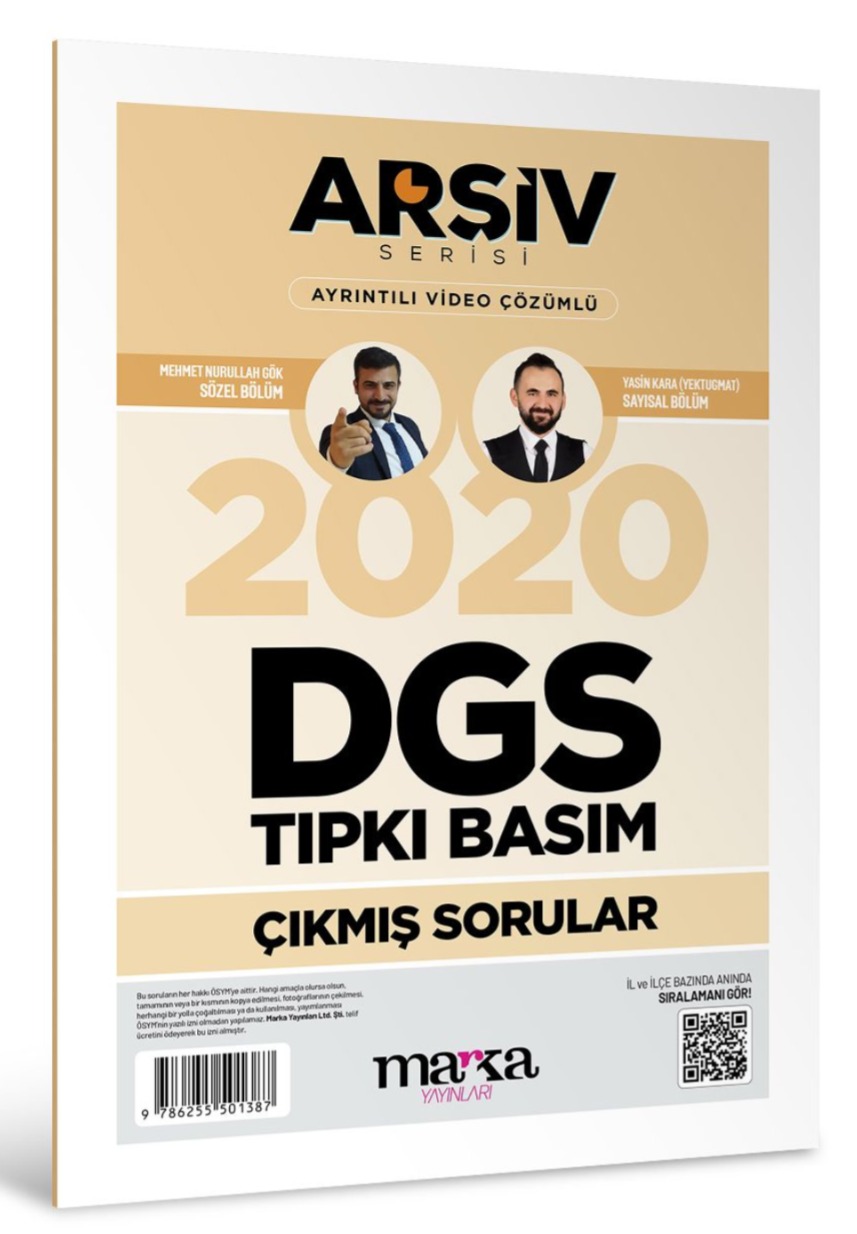 DGS 2020 Sınavı Çıkmış Sorular Tıpkı Basım Çözümlü Marka Yayınları