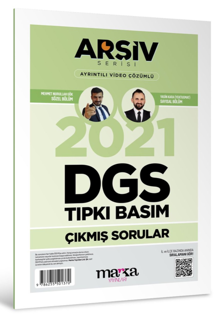 DGS 2021 Sınavı Çıkmış Sorular Tıpkı Basım Çözümlü Marka Yayınları