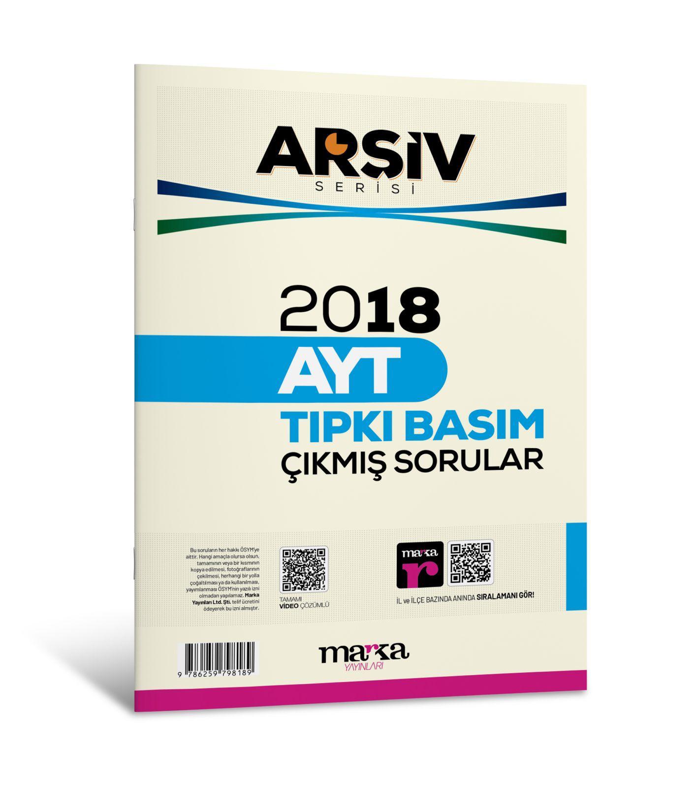 2018 AYT ARŞİV SERİSİ Tıpkı Basım Çıkmış Sorular Tamamı Video Çözümlü