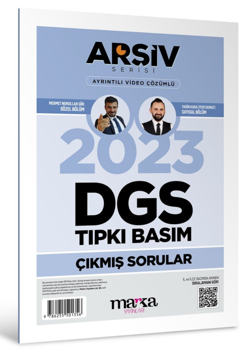 DGS 2023 Sınavı Çıkmış Sorular Tıpkı Basım Çözümlü Marka Yayınları