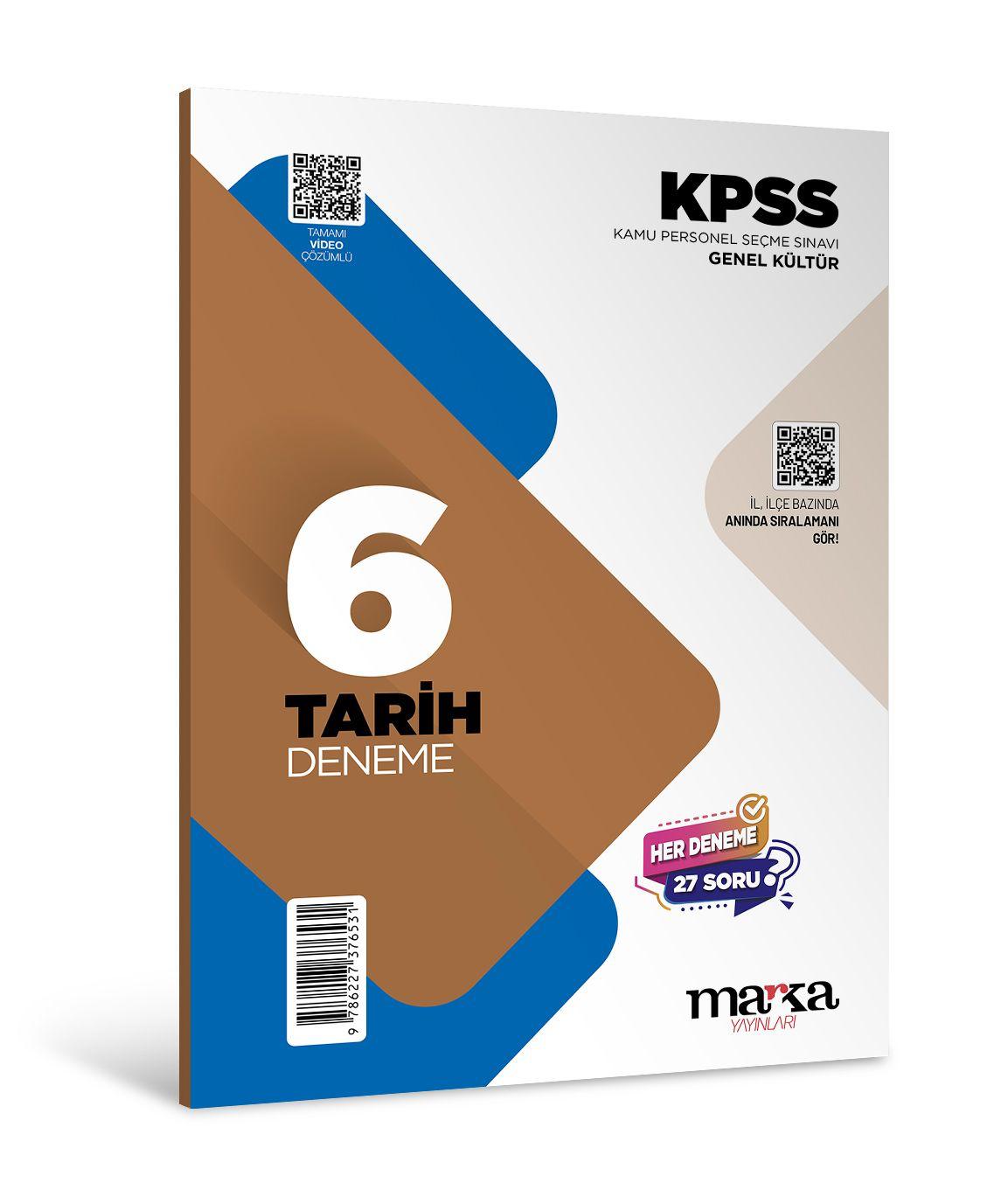 2026 KPSS Tarih 6 Deneme Tamamı Video Çözümlü Marka Yayınları