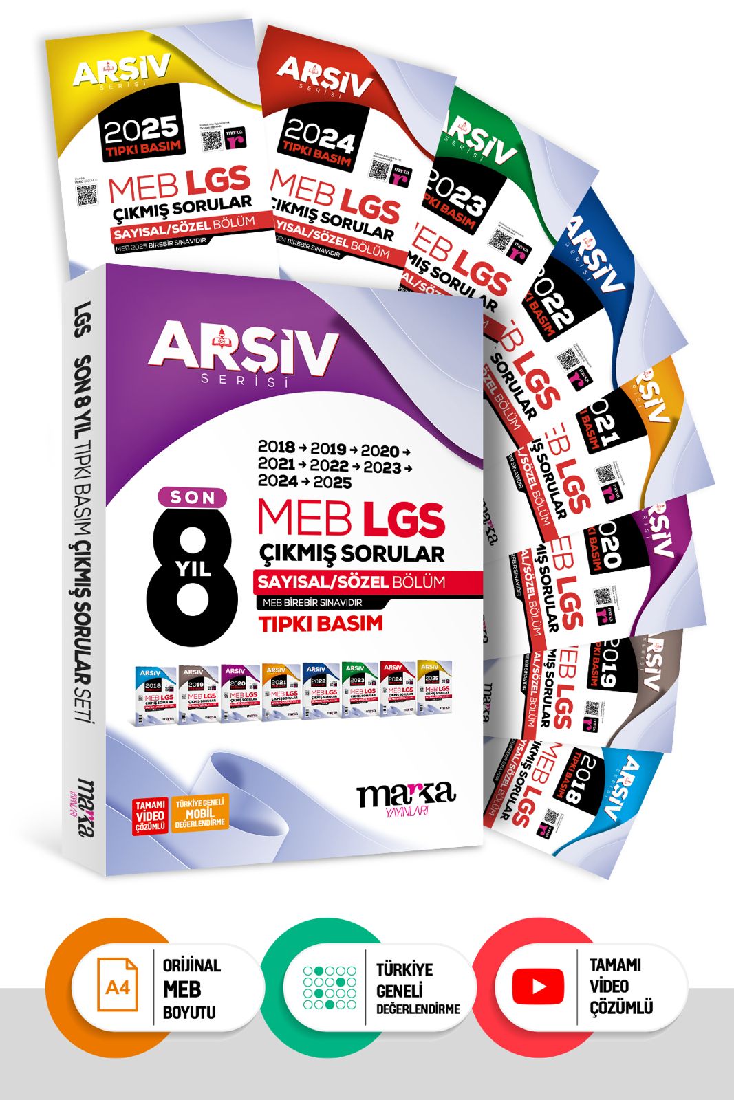 TIPKI BASIM SON 8 YIL MEB -LGS SAYISAL/SÖZEL BÖLÜM  MARKA YAYINLARI