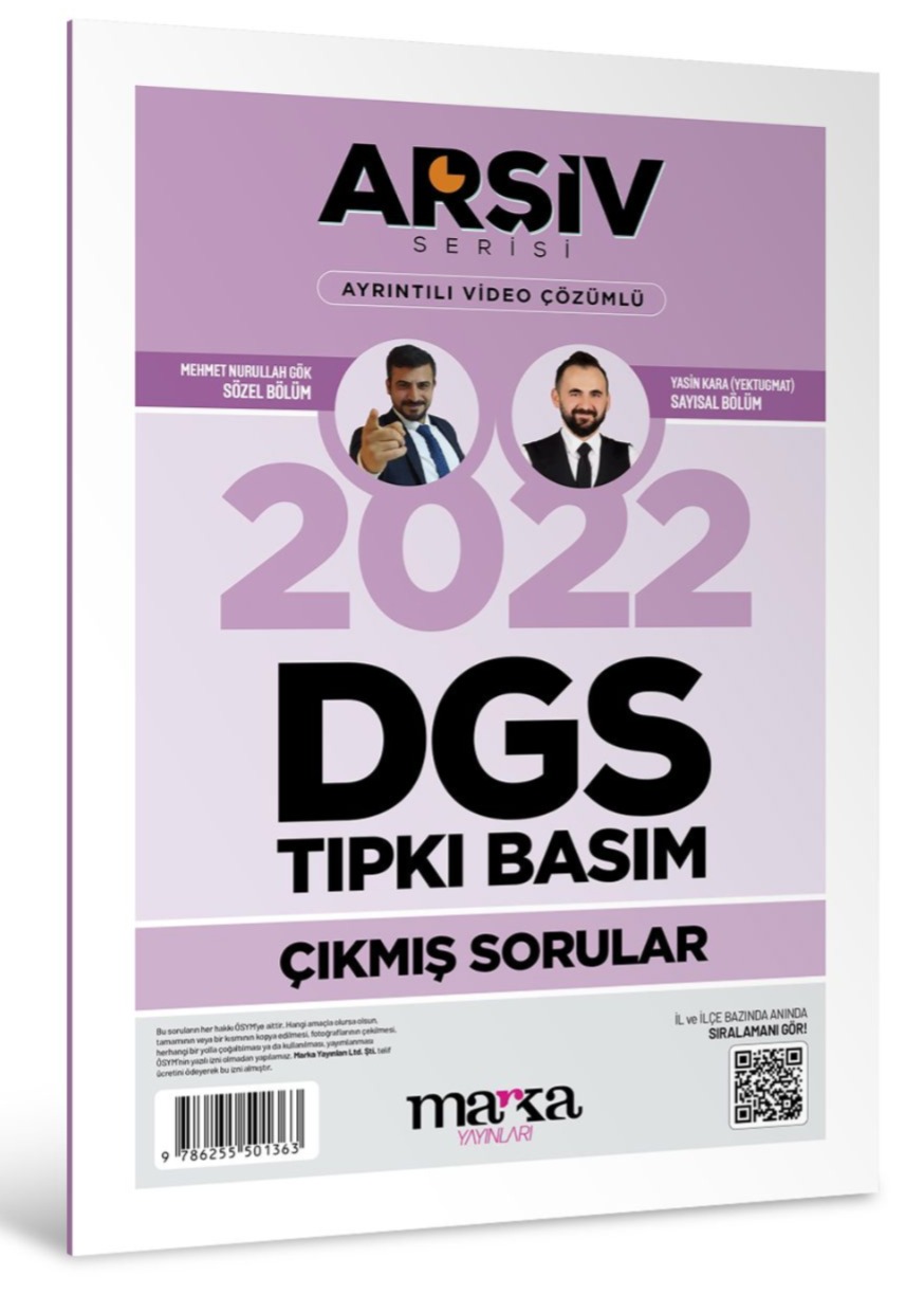 DGS 2022 Sınavı Çıkmış Sorular Tıpkı Basım Çözümlü Marka Yayınları