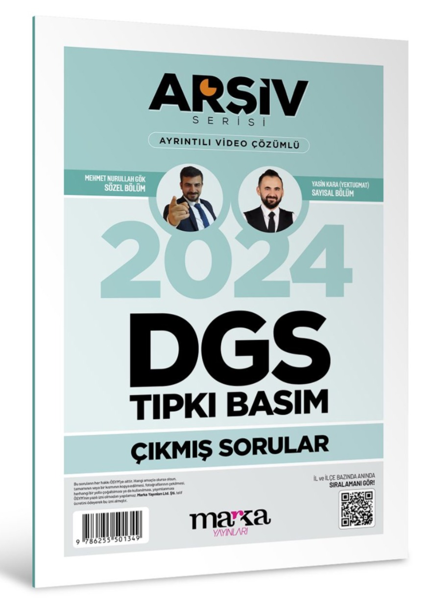 DGS 2024 Sınavı Çıkmış Sorular Tıpkı Basım Çözümlü Marka Yayınları