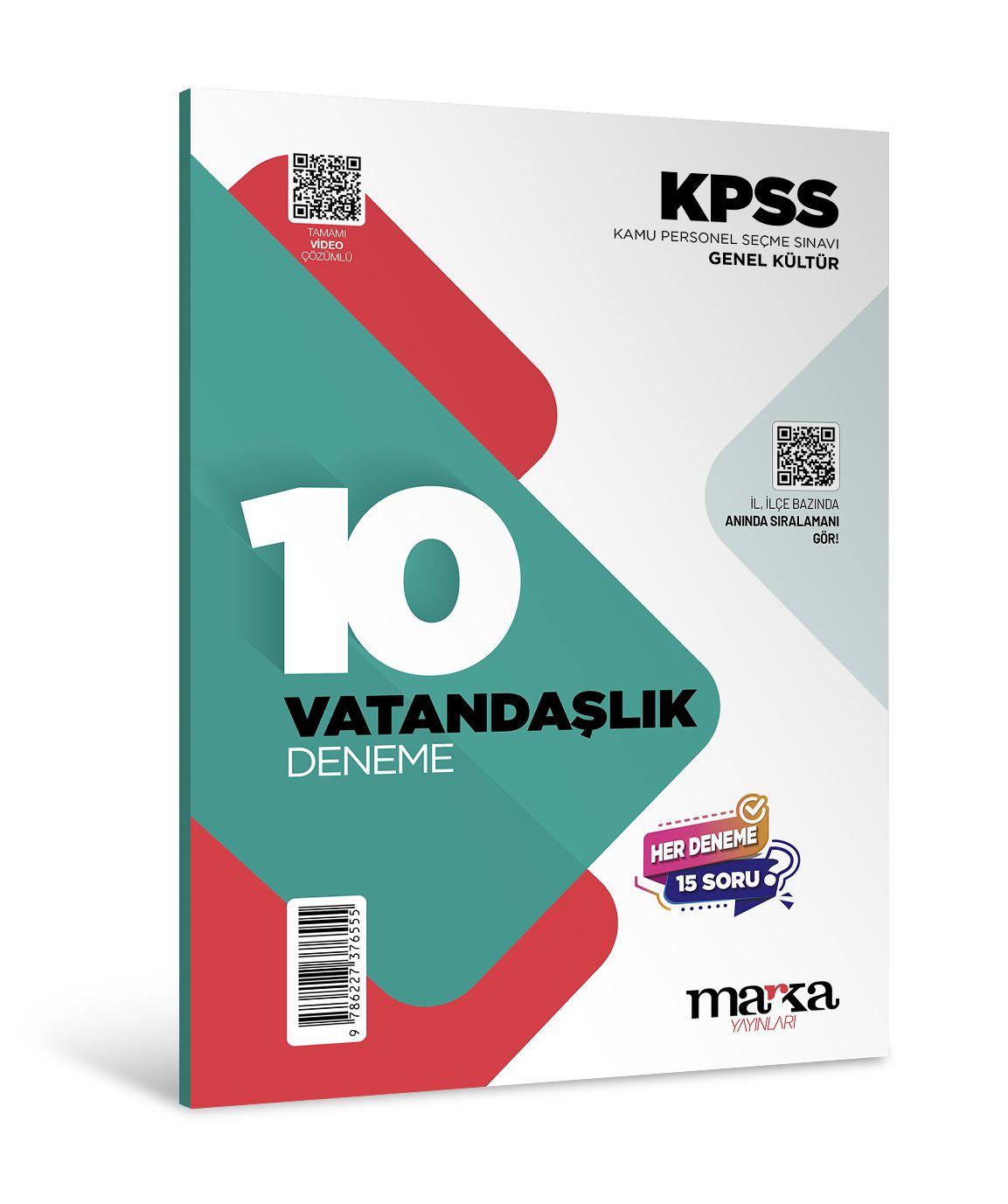 2026 KPSS Vatandaşlık 10 Deneme Tamamı Video Çözümlü Marka Yayınları